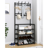 Вешалка универсальная для одежды и обуви напольная черная 60х29.5х151 см